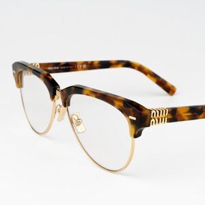 NEW Miu Miu MU09ZS 19P08N Trotoise Clear Blue Light Browline Unisex Eyeglasses